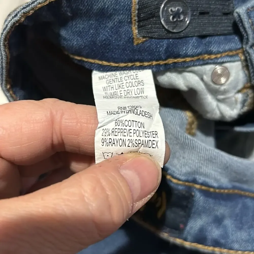 Indigo Rein 7 denim blue jean adjustable waist flare bell bottom distressed nwot